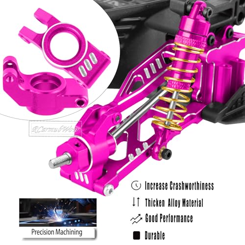 RC Upgrades Part for 1/18 Granite GROM MEGA 380,Front Rear Shock Absorber,Driveshafts CVD,Suspension Arms,Front Steering Block Knuckles & C-Hubs Caster Blocks & Rear Hubs,Pink - color: Pink(1set)
