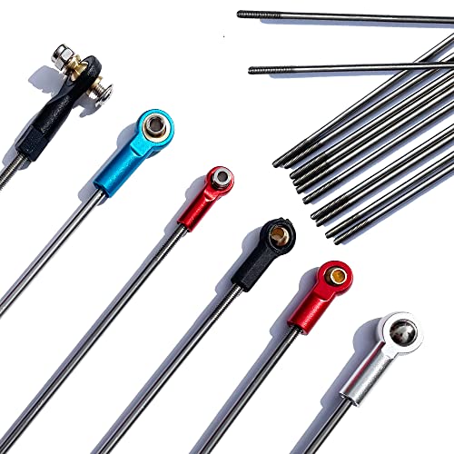 M3 11.8Inch Pushrod Connector 304 Stainless Steel Rod Linkage for RC Model Airplane Helicopter Boat Car DIY Parts 12Pcs - size: M3x11.8"