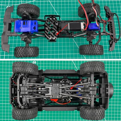 TRX4M Battery Tray Holder Mount Plate - Carbon Fiber and Aluminum Battery Protection Plate Bracket for TRX4M Defender Bronco K10 F150 1/18 RC Crawler Car Upgrades