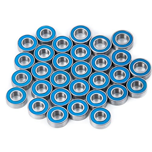 30PCS Steel Blue Ball Bearings Kit for Tamiya Semi Grand Freight | Globe Liner R620 King Hauler 1/14 RC Tractor Truck Climbing Trailer Car Upgrade Parts 6x12x4mm 5x11x4mm