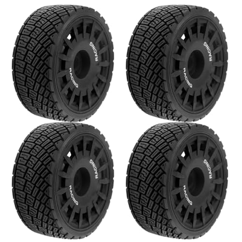 100mm 1/8 RC On-Road Tires and 15-Spokes RC Hard Plastic wheels High Grip Set 17mm Hex For 1/7 1/8 HPI VRX WR8 HSP Hobao Kyosho ARRMA Redcat Losi KM C3 CNE Ford W200 (Black) - color: Black
