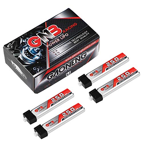 1S 3.7V 250mAh 30C LiPo Battery 4Pack Micro JST 1.25 for Tiny Whoop Drone | Crazepony 1S Blade Inductrix Battery Micro JST 1.25 Connector for Kingkong Tiny 6 Tiny Whoop FPV Racing Drone