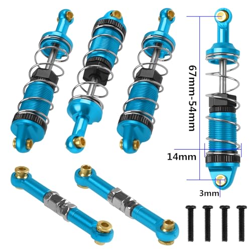 Share Goo ShareGoo Aluminum Swing Arms & Steering Knuckle Kit & Shock Absorbers & Shock Tower Compatible with Hyper Go H16BM H16DR H16 MJX 16207 16208 16209 1/16 RC Upgrade Parts (Blue) - color: Blue