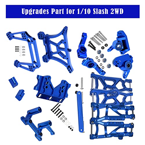 Upgrades Part for 1/10 Slash 2WD,Aluminum Front Rear Suspension Arm,Shock Tower,Caster Block,Steering Blocks,Rear Stub Axle Carriers,Steering Block,Front Bulkhead Upgrades Set,Navy Blue - color: Navy Blue for Upgrades