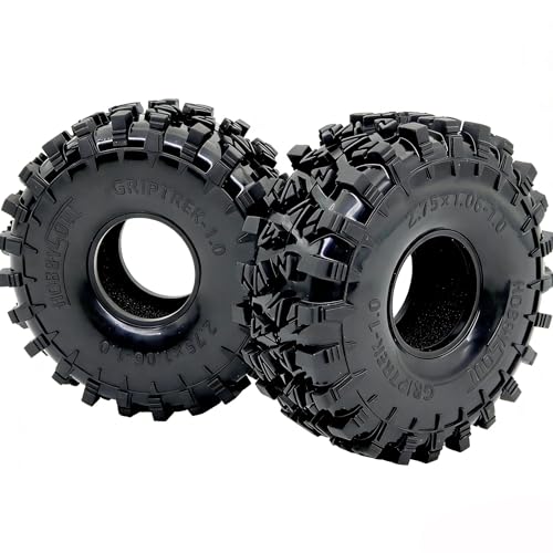 HOBBYSOUL 70mm Griptrek RC 1.0" Crawler Tires 4-Pack for SCX24 TRX4M | Super soft sticky mud tires, For 1/24 SCX24 & 1/18 TRX4M High Trail micro RC crawlers Upgrades - size: 1.0 tires - 70mm Tall