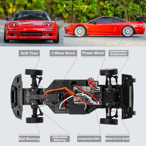 WPLDEWAN LDRC Drift Car RWD 1/18 Scale RC Drift Car with Gyro | Racing Remote Control Car for Adult Hobby Drifting Toy Full Proportional ESP Gyroscope Metal Drive Shaft LD1803