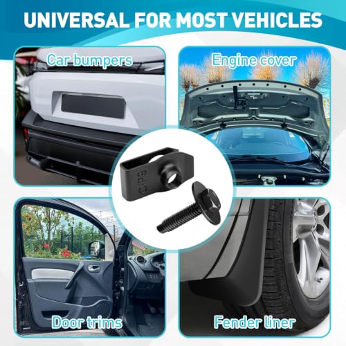 50Pcs M6-1.0 Automotive Body Bolts & U-Nut Clips Kit | Universal Carbon Steel Nuts with 10mm Hex Head Screws, Fender Liner Screw for Engine Splash Shield Underbody Cover - color: Black-M6