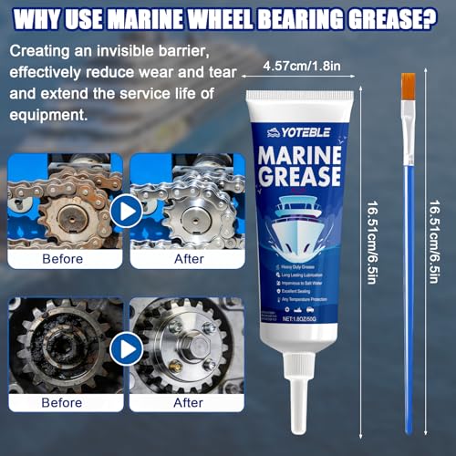 Marine Grease Tube, Waterproof High Temp, Against Water Washout 50g | Extreme Pressure Protection, Marine Grade Grease for Propeller Shaft, Rudder Bearing, Trailer & Boat Maintenance(-30°C-250°C)