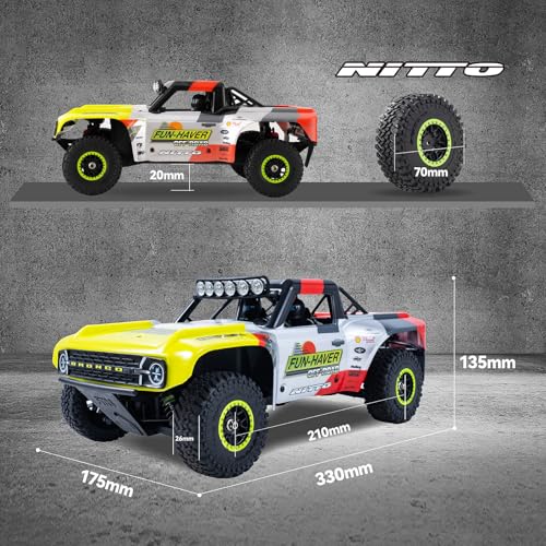FMS 1/18 RC Truck FSC18 Ford Bronco, Officially Licensed by Ford Short Course RC Car, 4x4 Off-Road RC Crawler with LED Lights, and Quick-Release Body-RTR (Race Livery A (Brushless Version)) - style: Race livery A-Brushless version