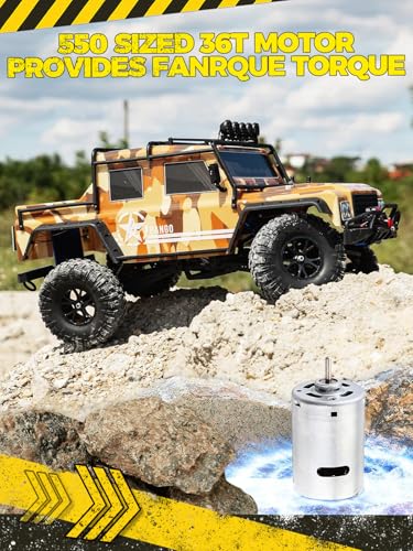 1:8 RC Cars for Adults – 4x4 Remote Control Car, Rugged Brushed Motor Electric Off-Road RC Rock Crawler with 2-Speed Transmission, Army Green All-Terrain RC Trucks, Ready-to-Run RTR Set