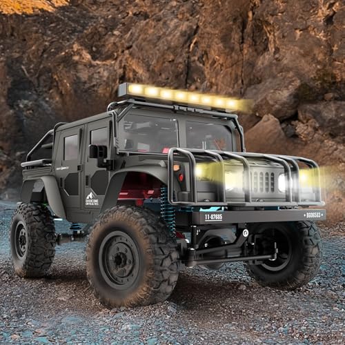 SIMREX 1:12 Scale All-Terrain Remote Control Car, 4WD RC Cars with 2.4 GHz, RC Climbing Truck, IPX4 Waterproof Off-Road Vehicle with Two Rechargeable Batteries, for Kids Teens Adults - color: Gray, size: 1:12