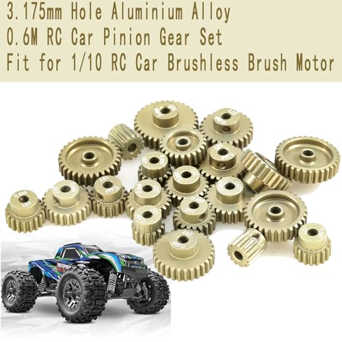 M0.6 Pinion Gear Set 3.175mm 23T 24T 25T 26T 27T 5PCS 7075 Aluminum Alloy Metal Pinion Motor Gear for 1/10 RC Car Brushed Brushless Motor (5PCS)… - size: 0.6M-P-23-27T