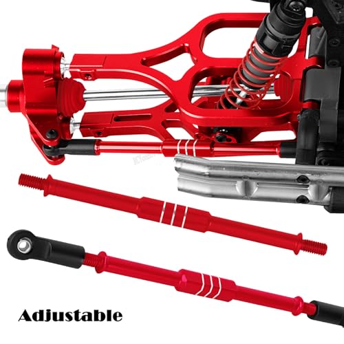 RC Alloy Suspension Arms&Steering Block Knuckle Arm&Shock Tower&Drive Shaft Axles&Push Rod Links&Steering Bellcranks Upgrades Part for 1/10 T-Maxx/E-Maxx,Driveshafts Hops Up,Red - color: Red- (Upgrades)