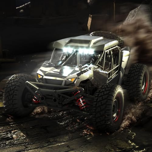 Scy 16106 1/16 Remote Control Off-Road Car AWD Rc Electric Desert Truck Light System Charging Protection Rc390 Motor 30A Esc Hobby Grade Model for Adult Hobby(Dark Gray) - color: Dark Gray