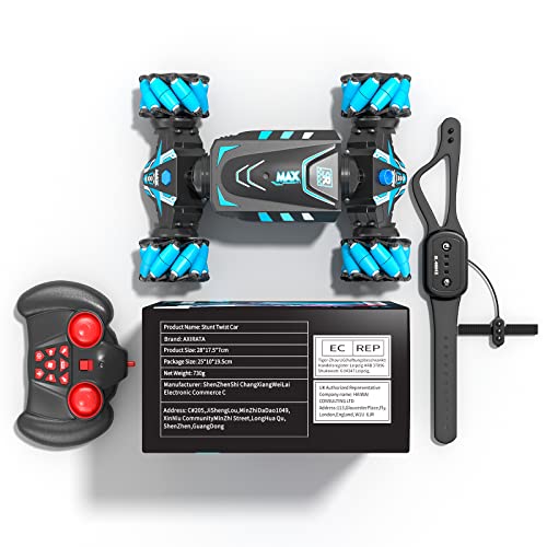 Axirata Remote Control Car Hand Controlled Gesture Sensing RC Stunt Car | RC Twist Car with Spray & Lights & Music for Kids 6-13 Year Old 4WD 2.4GHz Off-Road 360° Rotation Toy Car Gift for Boys Girls
