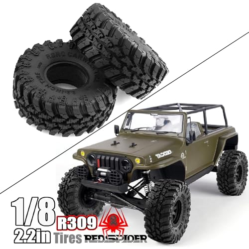 REDSPIDER 2.2'' Crawler Tires 1/10 RC Rubber Climbing Tires(4PCS) For 1:10 Scale Rock Crawler Car Axial SCX10 90047 D90 TF2 Tamiya CC01 Traxxas TRX4 2.2in Beadlock Rims (Tires)