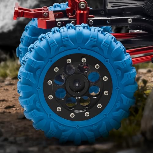 GOUPRC 1.3" Wheel Tires Set, Aluminum Beadlock Rim Swamp Claw Mud Terrain Dragon Claw Tread Pattern Tires for SCX24 TRX4M 1/18 1/24 Upgrade RC Crawler Buggy Car - style: Dragon Pattern Black