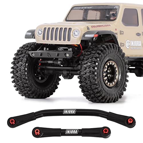 INJORA Steel Steering Link with Plastic Rod Ends for 1/24 SCX24(Black) - color: Black