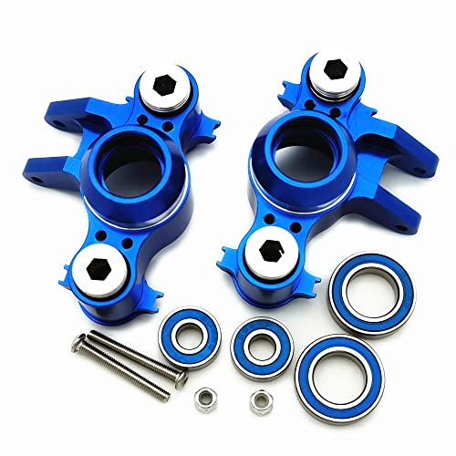Aluminum Steering Block Knuckle Arm W/Rubber Shielded Bearings -4PCS Blue for Traxxas 1/10 Old E-REVO EREVO Summit E-MAXX T-MAXX3.3 Slayer Pro 4X4 5334R