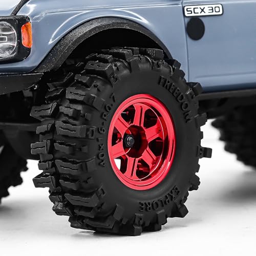 0.7 Inch RC Crawler Tires and Wheels Set 40×16mm for 1/30 Scale Axial SCX30 (Black) - color: Black