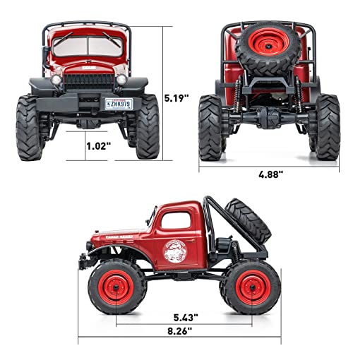 BEEZRC FMS 1/24 RC Crawler FCX24S Power Wagon S RTR, 4WD Off-Road Mini Rock Crawler Remote Control Car, 2.4GHz Hobby Grade Electric RC Truck, Hobby rc Crawlers for Adults (Red) - color: Red