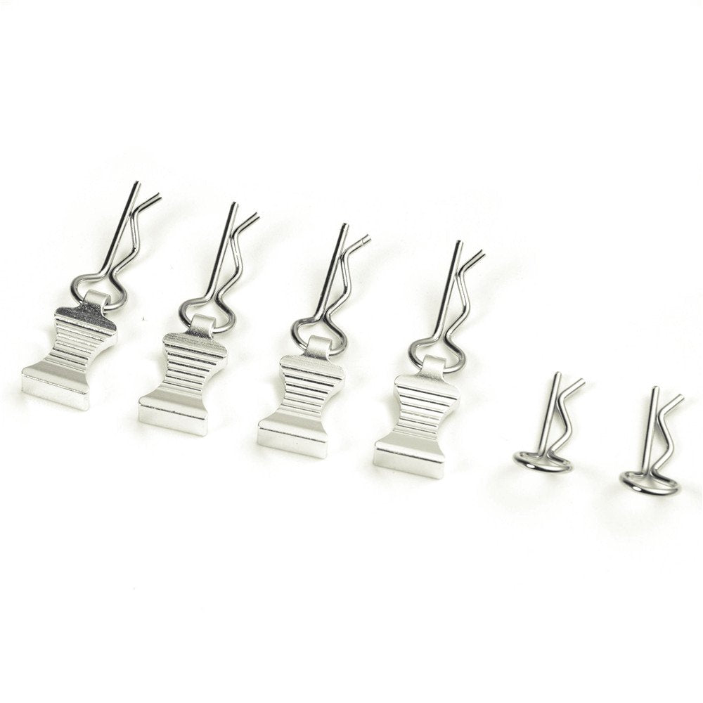 MOHERO Metal RC Body Clips Pins with Pull Tabs for 1/10 Axial SCX10 RC Model Crawler Car Pack of 6 (Silver) - color: Silver