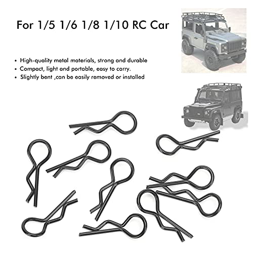 Qiilu Durable RC Body Clips for 1/5 1/6 /8 /10 RC Car - 10Pcs Metal Shell Clip Pins, Teardropshaped Pull Tabs (Black) - color: Black