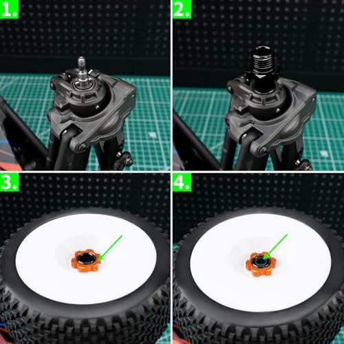 4Pcs Aluminum Alloy RC Hex Combiner Wheel Hex Hub Adapter Upgrades for 1/8 Tra-xxas Jato VXL 2S RC Monster Trucks (Black) - color: Black