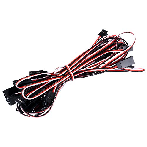 Tecunite 20 Pieces 3-pin Servo Extension Cable Wire Cord Female to Male RC Servo Extension Cord Wire Connectors for Connection Control Board Remote Control Parts, 5 Sizes(5 Sizes)