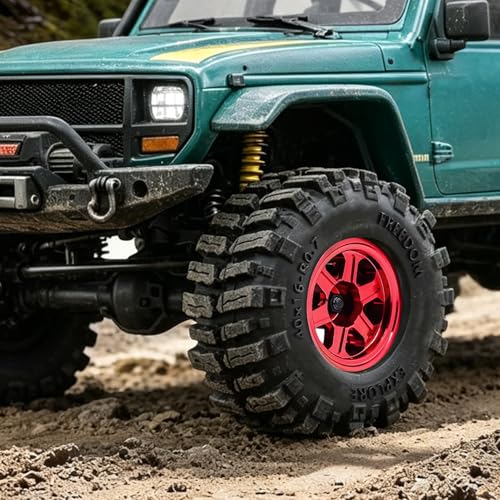 0.7" RC Crawler Cling on Tires, 40x16mm Aggressive Block Tread Soft Rubber Tires with Foam Inserts for Axial SCX30 Upgrades RC Rock Crawler Car Ford Bronco K10 Ascent-32, 4PCS(Style B)