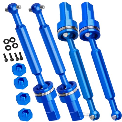 RC Driveshafts Axles Upgrades Part for 1/18 LaTrax Teton,LaTrax Desert Prerunner,7075 Aluminum Front Rear Drive Shafts CVD w/6061 Hex Hops Up,4PCS,Replace #7650,Navy Blue - color: Navy Blue(4pcs)
