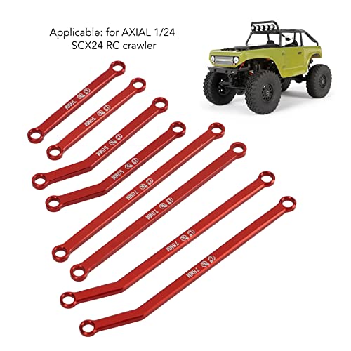 High Clearance RC Front Links Set for AXIAL SCX24 1/24 RC Crawler Car Aluminium Alloy RC Steering Linkage Rod Set (Red) - color: Red