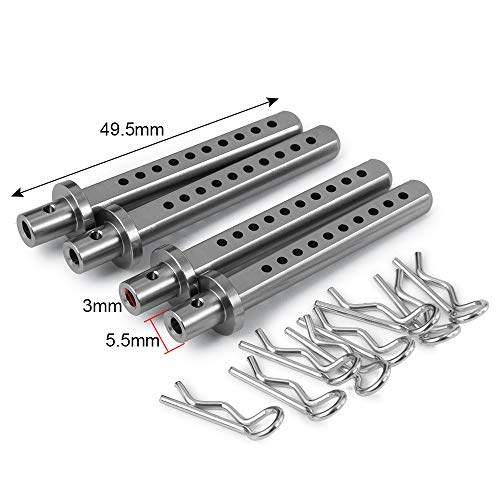 4PCS Aluminum Body Post Mounts for 1/10 SCX10,Body Posts Replacement Part | 3 Color,Heavy-duty Aluminum,CNC-Machined Body Posts Upgrade Part - color: Titanium