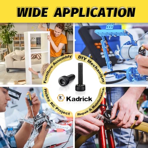 Kadrick M5 Screws Kit 205PCS, Socket Head Cap M5 Screw Assortment with Lock Washers for Secure Fastening, Class 12.9 Alloy Steel, Black Zinc Plated M5 Bolts for Mechanical, Automotive & Heavy-Duty Use - size: M5 205Pcs New