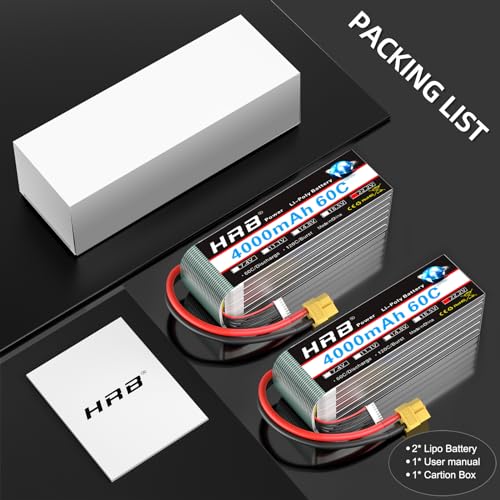 HRB 2PCS 6S 4000mAh Lipo Battery XT60 60C 22.2V Compatible with RC Plane