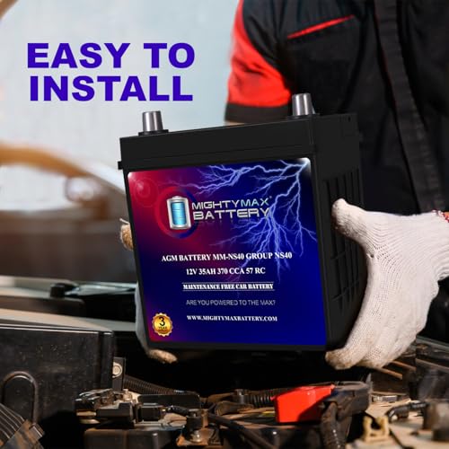 Mighty Max Battery MM-NS40 Start and Stop Car BCI Group Size NS40 12V 35Ah, 57RC, 370 CCA Rechargeable AGM Car Battery - style: Group NS40