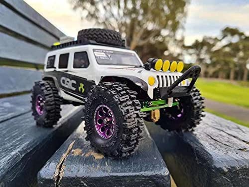 Treal SCX24 Wheels 1.0 Beadlock Wheels(4P-Set) for Axial SCX24 1/24 Crawler Brass Ring Weighted 27.3g/pc (Purple) - color: Purple