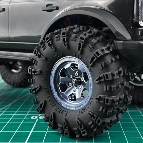 1.3" beadlock Wheels RC Aluminium Rims for 1/18th TRX4M 1/24th AXIAL SCX24 RC Crawler Car Upgrade Parts (Titanium) - color: Titanium