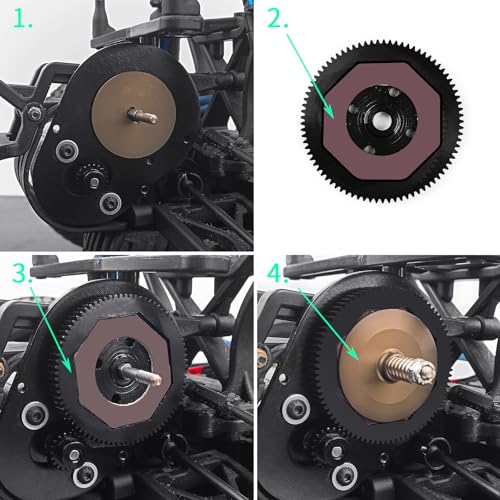 LSG Steel Spur Gear 66T 72T 81T 84T 48P Hardened Steel Upgrades Main Gear for Team Associated DR10 RC10 B4 B5 T4 T5 (72T) - size: 72T