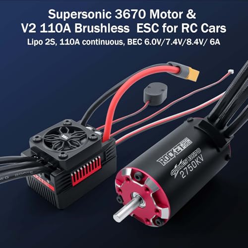 Surpass Hobby 3670 & 110A ESC Brushless Motor and ESC Combo for RC Car 2-3S Lipo IP67 Waterproof Applicable to 1/10 Short Course,Trucks,Monster(2750kv)