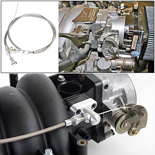 AICEL 36" Braided Throttle Cable, Compatible with 97-07 LS1 Engine 4.8L 5.3L 5.7L 6.0L, Stainless Steel Car Accelerator Throttle Cable Repair Kit, Universal Car Replacement Accessories