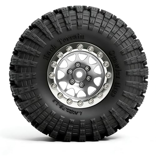 REDSPIDER•1.3 Beadlock Wheels and Crawler Mud Tires OD 2.75'' Aluminium Hub Hex Key 7mm (4PCS) for 1/18 1/24 TRX4M SCX24 AX24 FCX18 FCX24 RC Crawler Car (Silvery) - color: Silvery