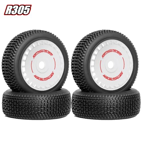 STMU OD 4.65inch 1/8 RC Buggy Rubber Tires Tyre w/Plastic Rim 17mm Hex Compatible with ArrmaTyphon 4WD ARA8306 ARA8606V5 Kyosho Exceed RC Traxxas Redcat HSP HPI 1/8 Scale Off Road Car Buggy (White)