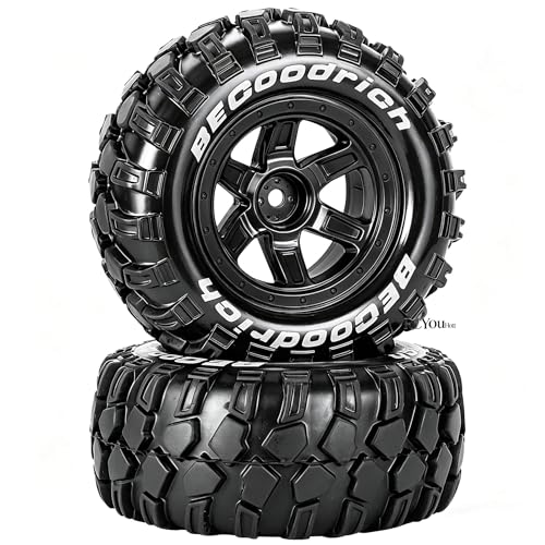 RC Wheels and Tires Off Road Monster Truck TRX E-REVO Summit HPI SAVAGEGT-2XS REDCAT Volcano-16 for 1/12 1/14 1/16 E-REVO RC 16208 16209 16210,Rc Plastic Wheels,Black - color: Black- (Rc Wheels Tires)