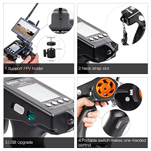 ATA HOBBY Radiolink RC4GS V3(V2 Upgrade) 5 Channel RC Radio Transmitter and 2Pcs R6FG Receiver with Gyro 2.4ghz 400M Remote Controller Kit for Car/Boat/Crawler/Tank/Drifting/Buggy with Lanyard | Receiver with Gyro 2.4GHz, 400M Remote Controller Kit, for C