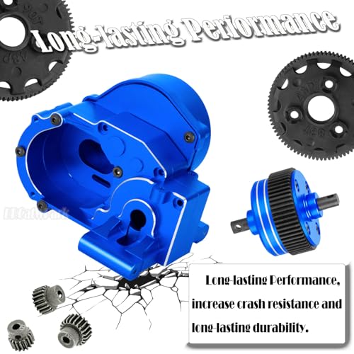 RC Upgrades Part for 1/10 Slash/Rustler/Stampede/Bandit 2WD (VXL) Drag Slash/Bigfoot,Transmission Gearbox & 48P Gear & Slipper Clutch Kit Pressure Plate & Complete Differential,Navy Blue - color: Navy Blue - (Upgrades Gearbox)