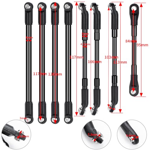 8PCS Aluminum Alloy Link Rod Linkage Wheelbase | Upgrade Parts, For 1/10 D90, RC Crawler Car Whole Car
