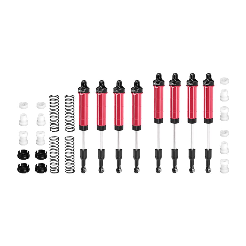GPM 6061-T6 Alloy Front & Rear Complete Internal Spring Shock Set (130Mm And 134Mm) For 1/8 Lmt 2.0 Grave Digger 4X4 Solid Axle Brushless Monster Truck-Los04028 (Red) - color: Red