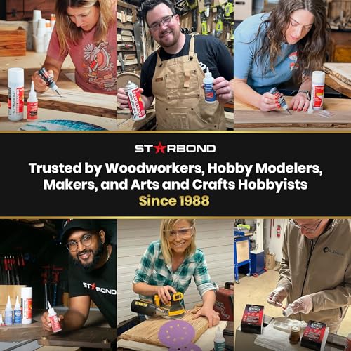 Starbond Thick Super Glue Pro Kit (2 oz) – Gap-Filling CA Glue (Cyanoacrylate Adhesive) – with Clog-Resistant Cap, Microtips & Extra Nozzle for Woodworking, Crafts, Carpentry, Archery Fletching - size: 2 ounce