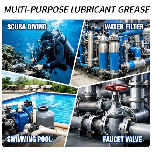2oz Silicone Grease Lubricant for O-Rings, Plumbing, Faucet, Waterproof Multi-Purpose Silicone Grease for Rubber Seals, Gaskets, Water Filter, Pool Equipment, Appliance Maintenance
